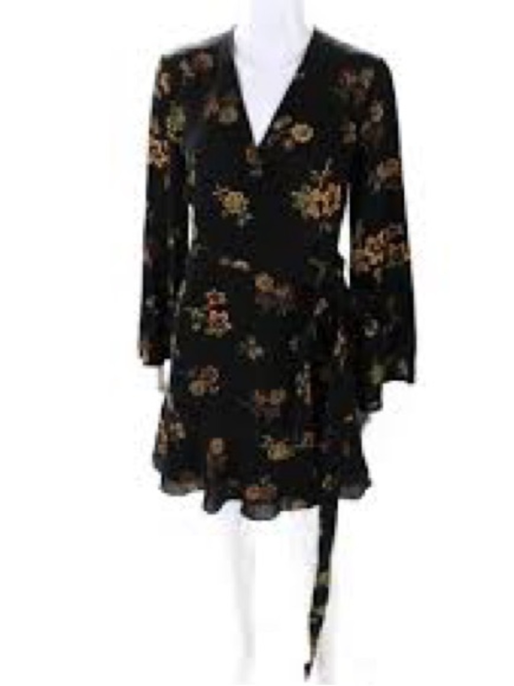 A.L.C. Black Floral V-Neck Blouse
